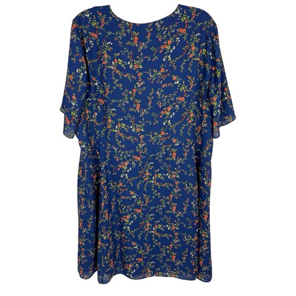 Madewell Amaranth Blue Floral Short Flutter Sleeve Wrap Dress Women’s Plus 22 - Picture 2 of 9